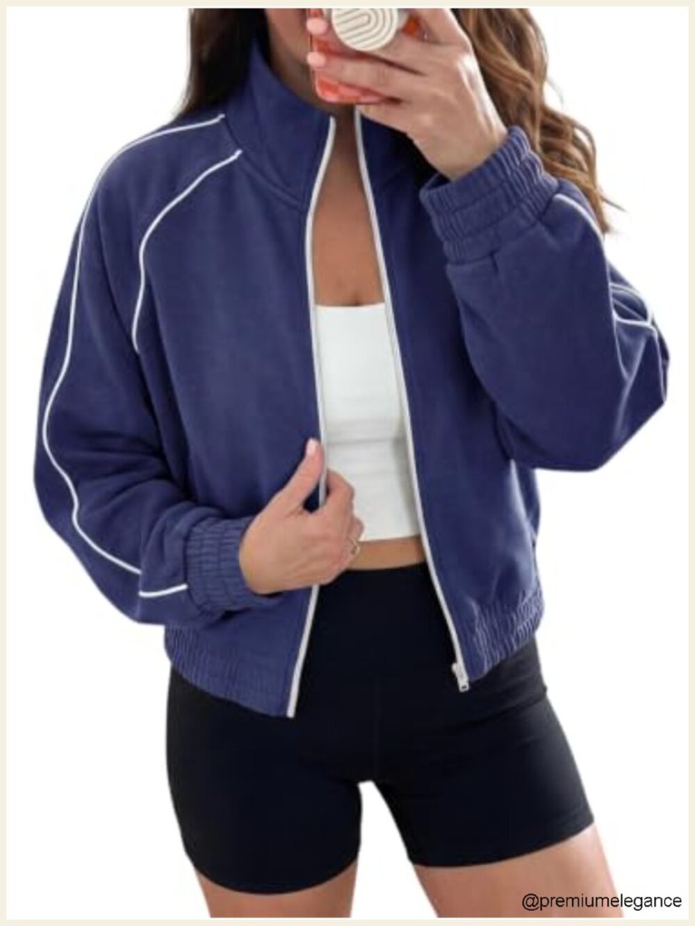 Full Zip Stand Collar Workout Track Jacket with Pockets